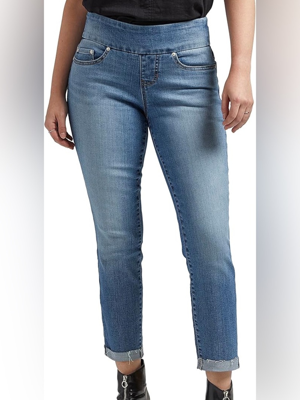 JAG Amelia Slim Ankle Jeans Light Wash Faded Cuffed Mid Rise Tummy Control